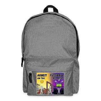 Tagarbeit und Nachtfußball - Rucksack - Mittelgrau - Vorne