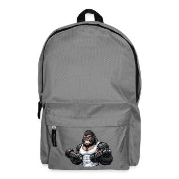 Muskulöser Gorilla beim Bodybuilding - Rucksack - Mittelgrau - Vorne