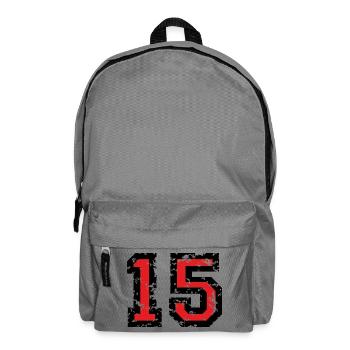 Le numéro quinze - No. 15 (deux couleurs) rouge - Sac à dos - gris éléphant - Devant