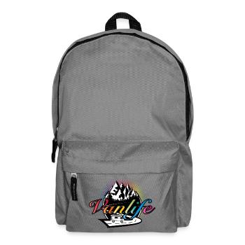 Campers on the road with colorful Van Life typography - Backpack - elephant grey - Front