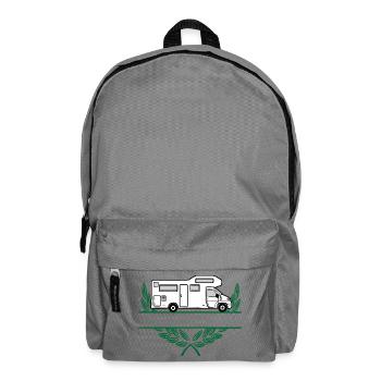 Camper in wreath with space for text or name - Backpack - elephant grey - Front