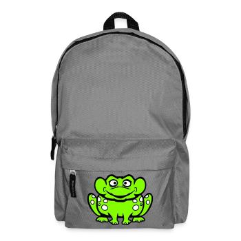 Frosch Kröte lacht lustig albern frech sitzt Comic - Rucksack - Mittelgrau - Vorne