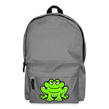 Frosch Kröte lächelt lustig sitzt Comic glücklich - Rucksack - Mittelgrau - Vorne