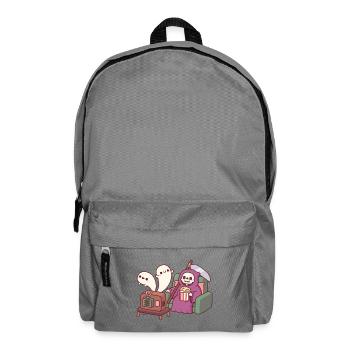 Cute Grim Reaper With Popcorn And Flying Ghosts  - Backpack - elephant grey - Front