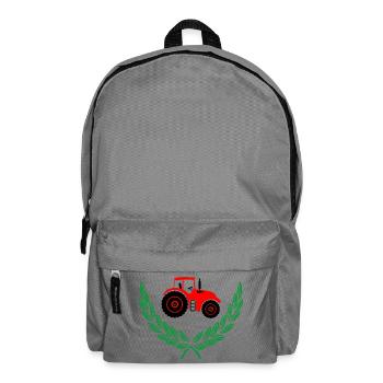Roter Traktor im Lorbeerkranz - Rucksack - Mittelgrau - Vorne