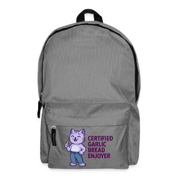 Certified Garlic Bread Enjoyer - Funny Cat T-Shirt - Backpack - elephant grey - Front