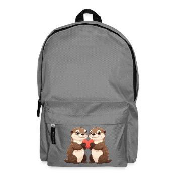 Otter duo with heart - Backpack - elephant grey - Front