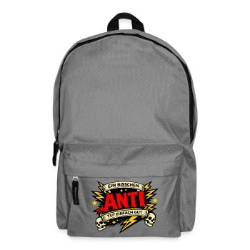 Ein bisschen Anti tut gut – Lustiger Spruch - Rucksack - Mittelgrau - Vorne