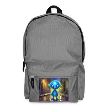 Blue funny and laughing monster - Backpack - elephant grey - Front
