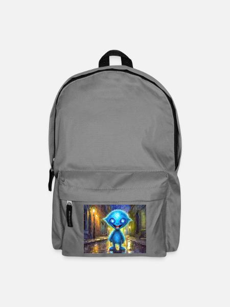 Blue funny and laughing monster - Backpack - elephant grey