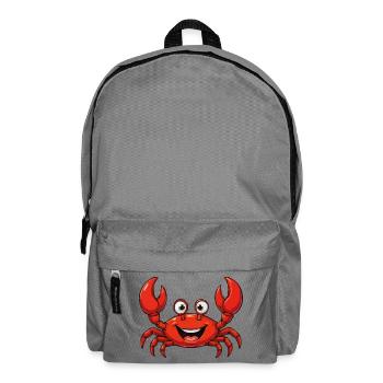 Cheerful Red Crab Cartoon - Backpack - elephant grey - Front