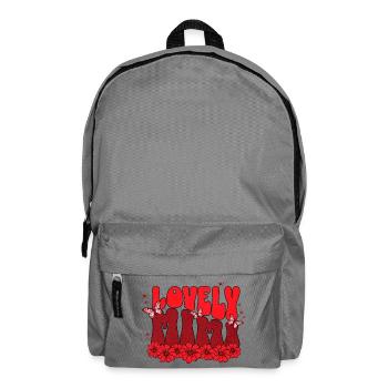 Lovely Mom – Red Flowers & Butterflies - Backpack - elephant grey - Front