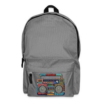 Farbenfrohe Retro Boombox Muster - Rucksack - Mittelgrau - Vorne