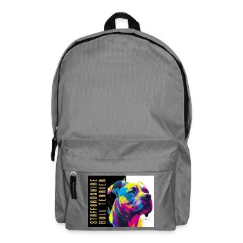 Staffie Head Popart - 050 - Rucksack - Mittelgrau - Vorne
