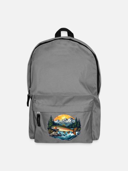 Fisch im Fluss - Wald - Rucksack - Mittelgrau
