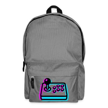 Cyan Arcade Stick Glitch Grafik - Rucksack - Mittelgrau - Vorne