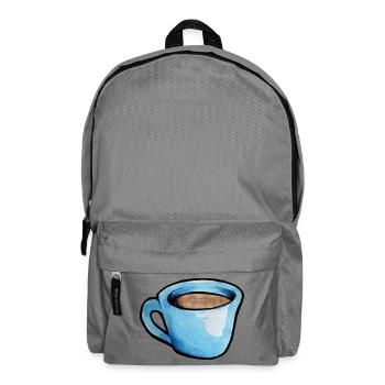 Blaue Aquarell Kaffeetasse - Rucksack - Mittelgrau - Vorne