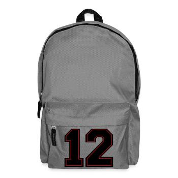 Rote Zahlen 12 Umriss - Rucksack - Mittelgrau - Vorne