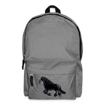Schwarzes Friesenpferd - Friese - Rucksack - Mittelgrau - Vorne
