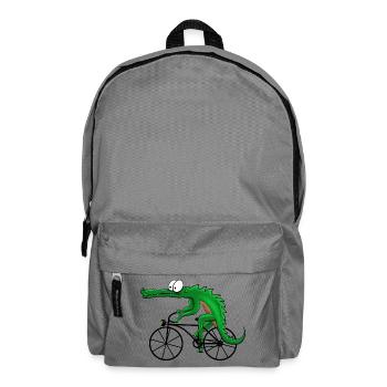 Crocodile with bike - Backpack - elephant grey - Front