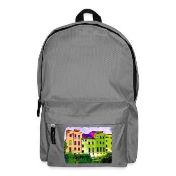Bild nach Art von "Hundertwasser" Bild Häuser - Rucksack - Mittelgrau - Vorne