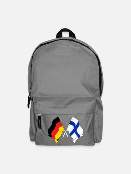 Zwei gekreuzte Flaggen Deutschlands, Flagge Finnland - Rucksack - Mittelgrau
