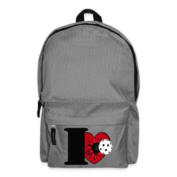 Floorball , Unihockey , I Love Floorball - Rucksack - Mittelgrau - Vorne