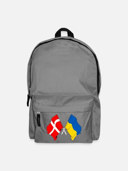 Flagge Dänemark, Flagge Ukraine - Rucksack - Mittelgrau