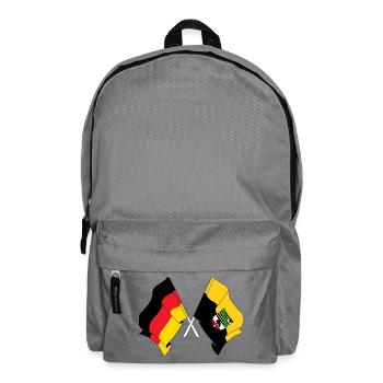Flagge Deutschland, Flagge Sachsen Anhalt gekreuzt - Rucksack - Mittelgrau - Vorne