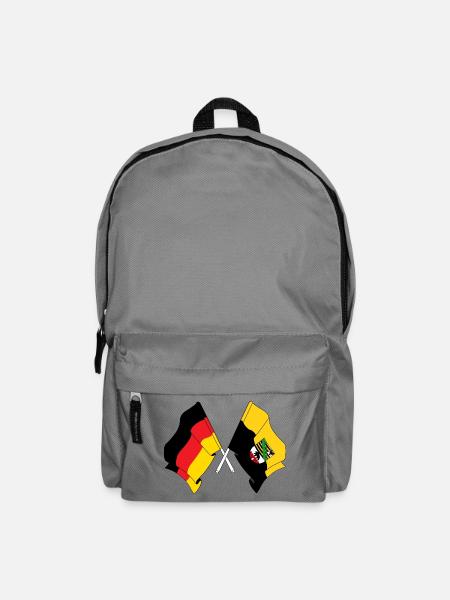 Flagge Deutschland, Flagge Sachsen Anhalt gekreuzt - Rucksack - Mittelgrau