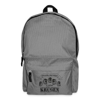 genieße das leben in vollen krügen bier sprüche - Rucksack - Mittelgrau - Vorne