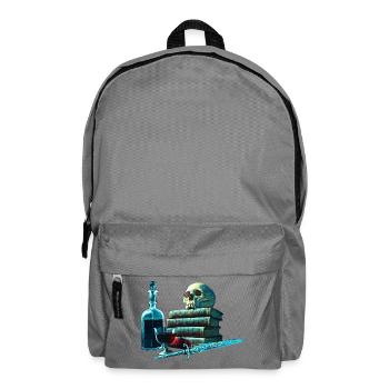 Bücher Design, Menschenschädel, Weinflasche - Rucksack - Mittelgrau - Vorne