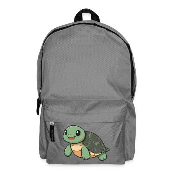 Cute Happy Turtle - Adorable and Cheerful Cartoon - Backpack - elephant grey - Front