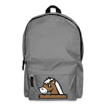 horse hidden behind fence wooden wall stable door - Backpack - elephant grey - Front