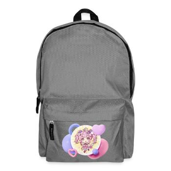 Pastell-Chibi mit Herzchen - Rucksack - Mittelgrau - Vorne