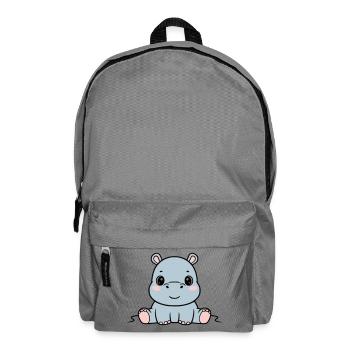 Süßes Baby Nilpferd Sitzend Kawaii - Rucksack - Mittelgrau - Vorne