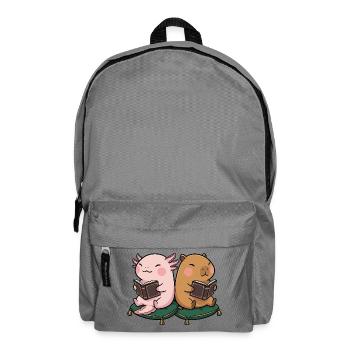 Cute Kawaii Book Lover Axolotl Water Sw - Backpack - elephant grey - Front