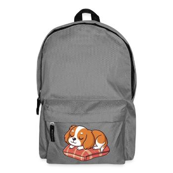 Sleeper Puppy on Plaid Cushion - Backpack - elephant grey - Front