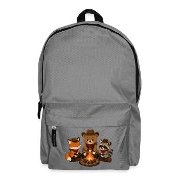 Camping Tiere am Lagerfeuer mit Marshmallows  - Rucksack - Mittelgrau - Vorne