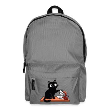 Freche Katze schüttet Kaffee um - lustig - Rucksack - Mittelgrau - Vorne