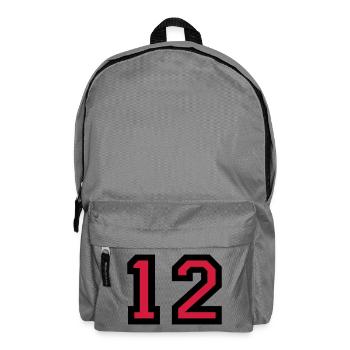 Zahl 12 - Nummer 12 (Rot) Nr. 12 - Rucksack - Mittelgrau - Vorne