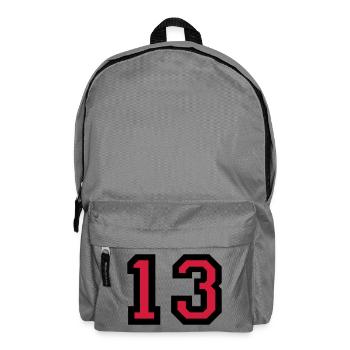 Zahl 13 - Nummer 13 (Rot) Nr. 13 - Rucksack - Mittelgrau - Vorne