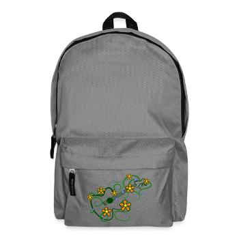 Motif floral avec guitare et vrilles entrelacées - Sac à dos - gris éléphant - Devant