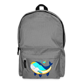 Freundlicher Wal mit Babywal - Rucksack - Mittelgrau - Vorne