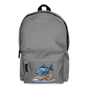 Fisch im Plastik Meer Umweltverschmutzung Shirt - Rucksack - Mittelgrau - Vorne