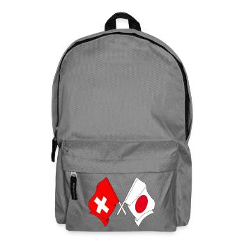 Flagge der Schweiz und Flagge Japans - Rucksack - Mittelgrau - Vorne