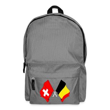Flagge der Schweiz und Flagge Belgiens - Rucksack - Mittelgrau - Vorne