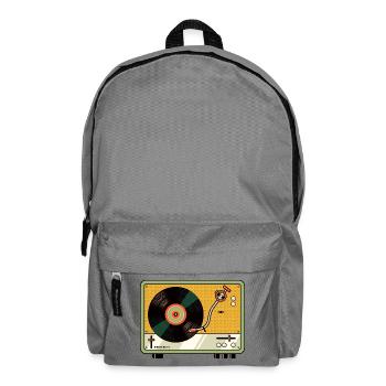 Retro Plattenspieler Vintage Vinyl Plattenspieler - Rucksack - Mittelgrau - Vorne