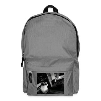 Black Cat and Coffee Mug - Backpack - elephant grey - Front