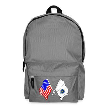 USA and state of Massachusetts flag crossed - Backpack - elephant grey - Front